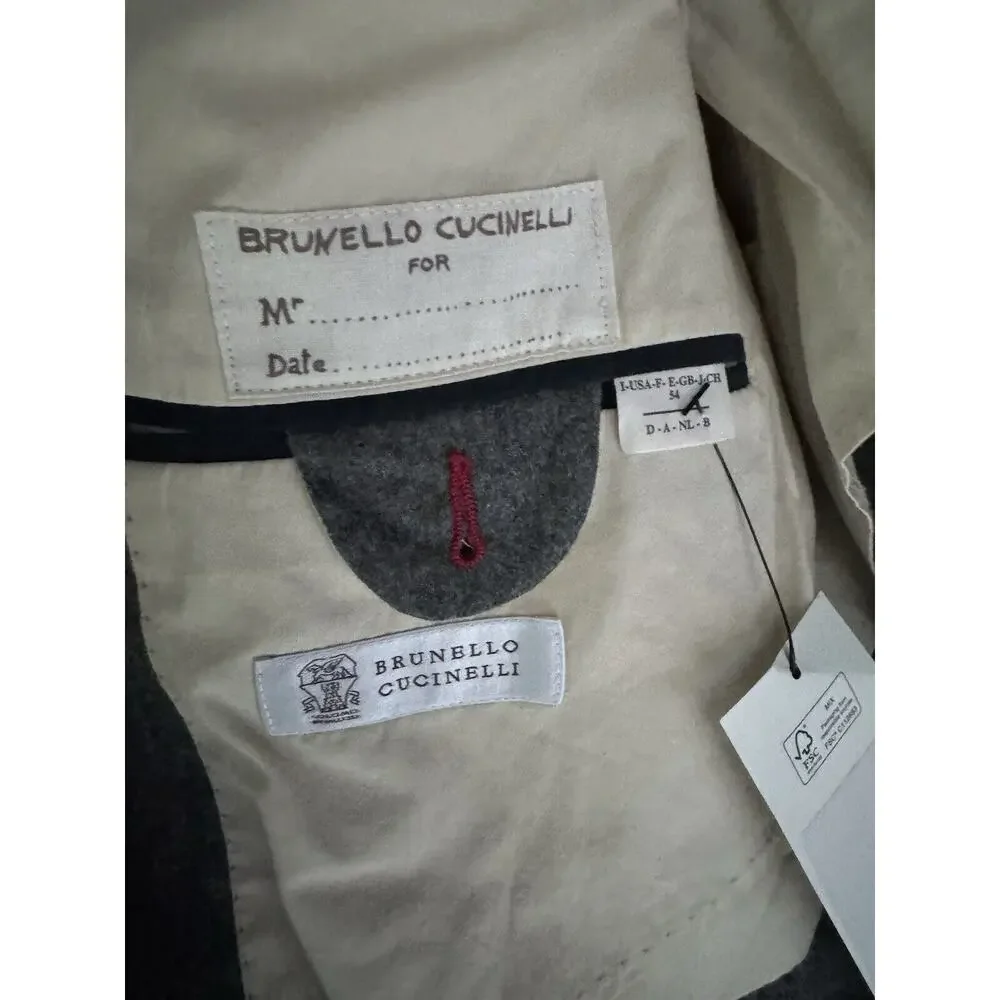 Brunello Cucinelli Gray Flannel Tweed Blazer Sport Jacket Men 54/44R Italy